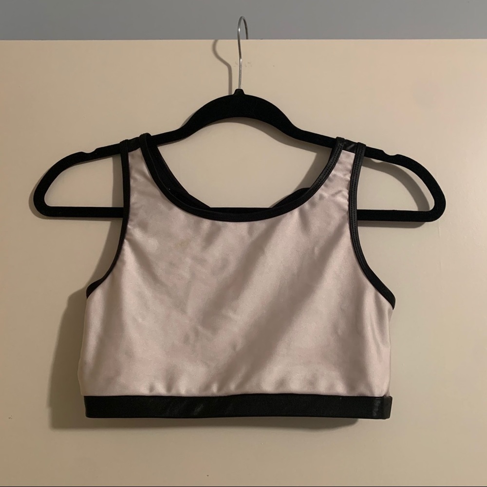White and Black Strappy Sports Bra